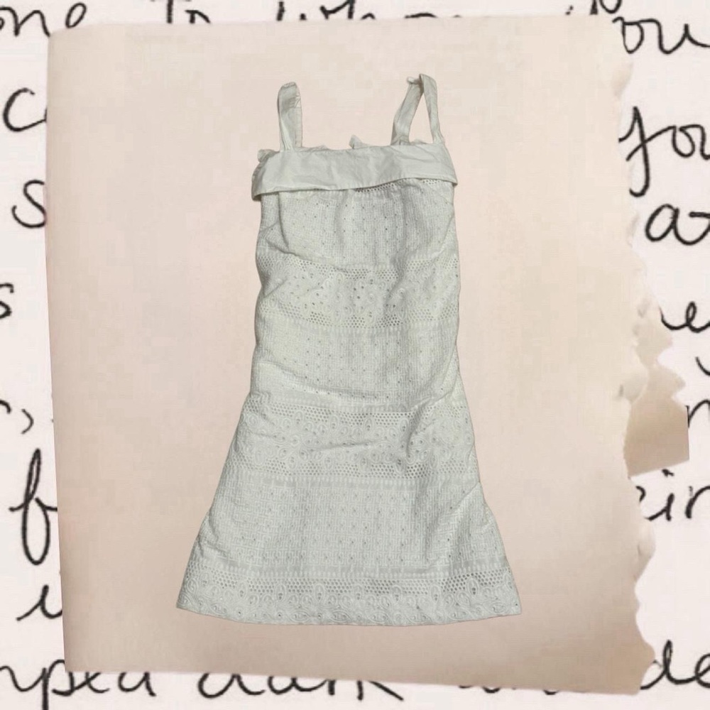 eyelet bow accent mini dress